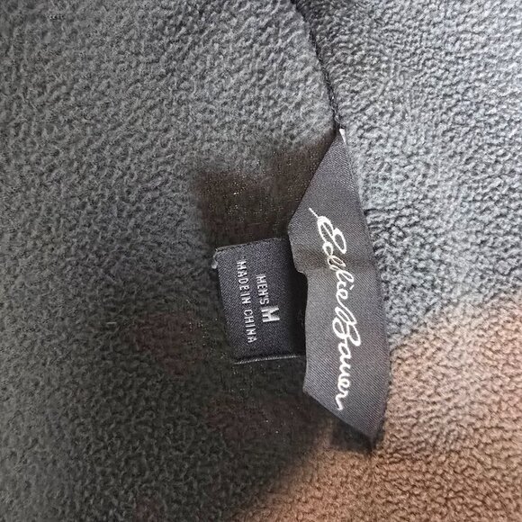 Eddie Bauer Fleece Mens Medium Gray Fast Fleece 100 Quarter Zip Pullover Light - Picture 7 of 10